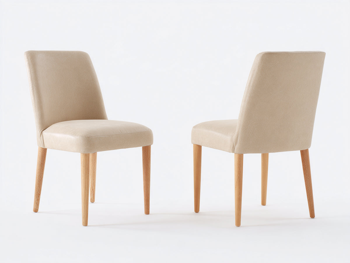 Esszimmerstühle 2er Set Stoff gepolstert Holz 48x56x88 cm - Beige - hohe Rückenlehne modernes Design
