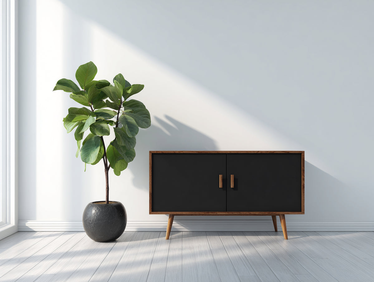 Dielenschrank mit 2 Türen 120 x 40 x 75 cm - Schwarz und Dunkelbraun - modernes Design