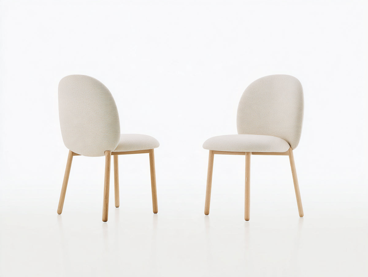 Esszimmerstühle mit Stoffpolsterung 52 x 57 x 82 cm - Beige und Naturholz - modernes Design