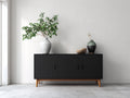 Dielenschrank mit 3 Türen 160x42x82 cm - Schwarz-Holz - moderner Stauraumschrank für den Flur