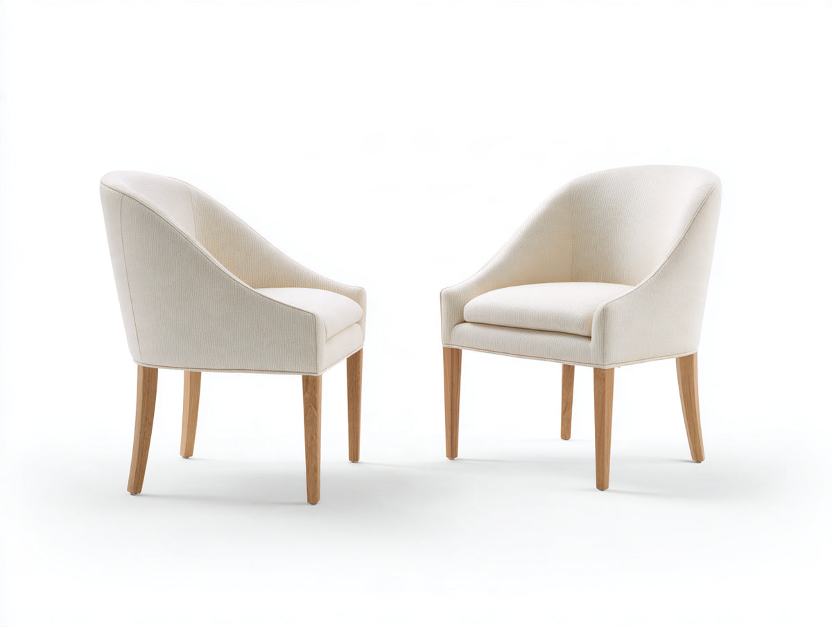 Esszimmerstühle 2er Set Stoff gepolstert Holz 60x58x82 cm - Beige - mit Armlehnen modernes Design