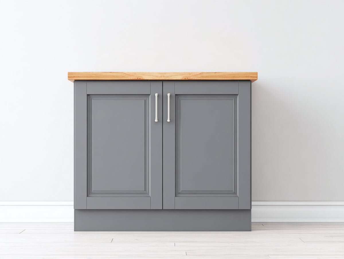 Sideboard mit 2 Türen 100 x 45 x 85 cm - Grau und Naturholz - klassisches Design