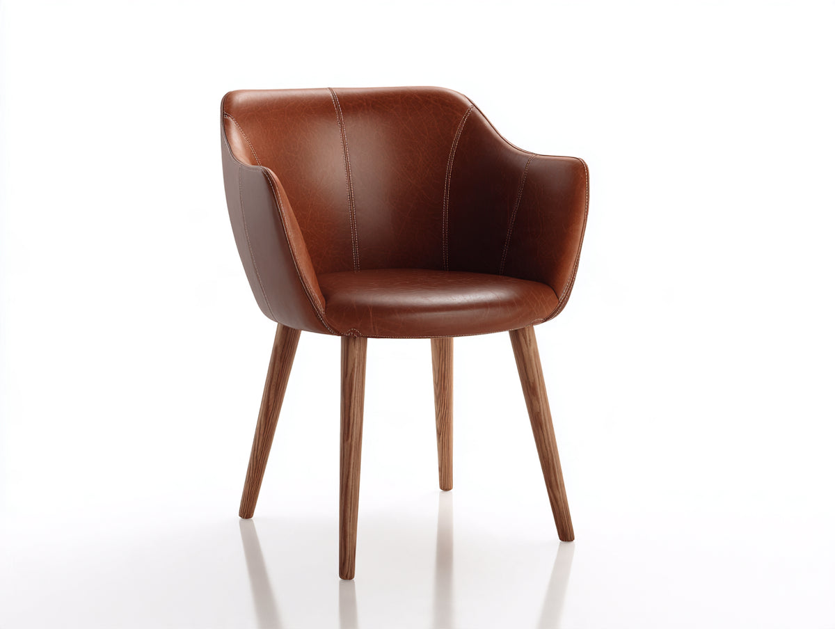 Esszimmerstuhl mit gepolsterter Sitzfläche 58 x 60 x 82 cm - Braun und Naturholz - geschwungene Rückenlehne
