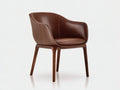 Esszimmerstuhl Leder gepolstert 58x60x80 cm - Braun - modernes Schalendesign