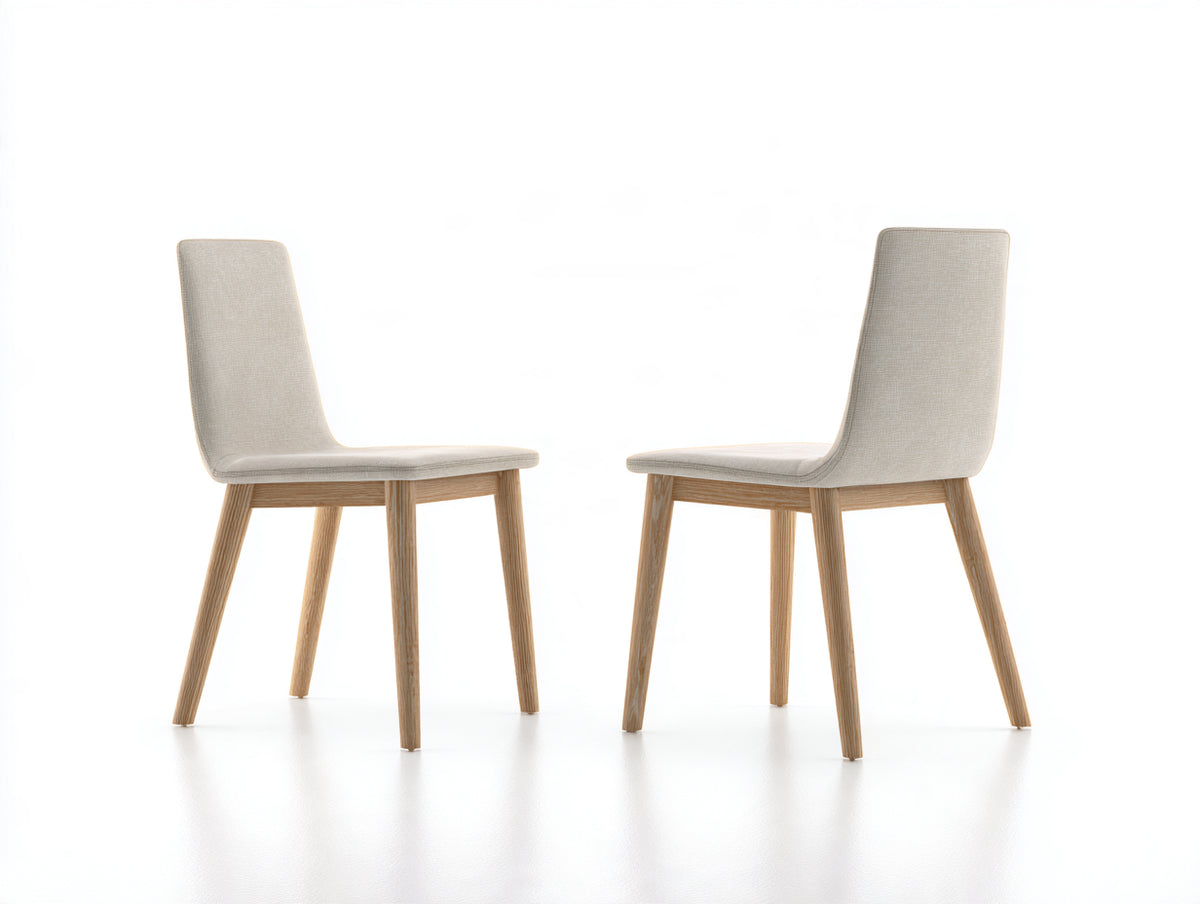 Esszimmerstühle Stoff gepolstert 48x55x88 cm - Beige-Hellbraun - Holzgestell modernes Design