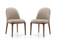 Esszimmerstühle 2er Set Kunstleder gepolstert Holz 50x56x86 cm - Beige - abgerundete Rückenlehne modernes Design