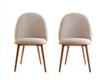 Esszimmerstühle 2er Set Stoff gepolstert Holz 50x55x84 cm - Beige - abgerundete Rückenlehne modernes Design