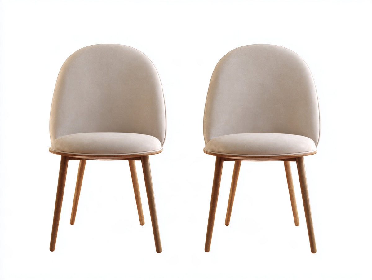 Esszimmerstühle 2er Set Stoff gepolstert Holz 50x55x84 cm - Beige - abgerundete Rückenlehne modernes Design