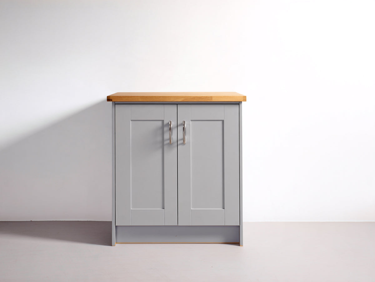Sideboard Holz 80x40x85 cm - Grau-Natur - 2 Türen moderner Landhausstil
