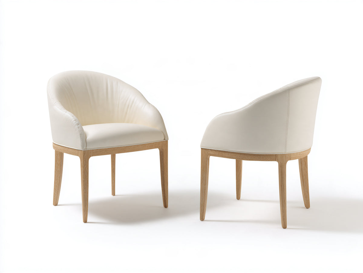 Esszimmerstühle gepolstert 58x60x82 cm - Beige-Holz - geschwungene Rückenlehne für Esszimmer