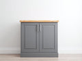 Sideboard mit 2 Türen 96x42x94 cm - Grau-Holz - kompakter Stauraumschrank mit Holzplatte