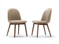 Esszimmerstühle gepolstert 51x57x86 cm - Beige-Holz - abgerundete Rückenlehne für Esszimmer