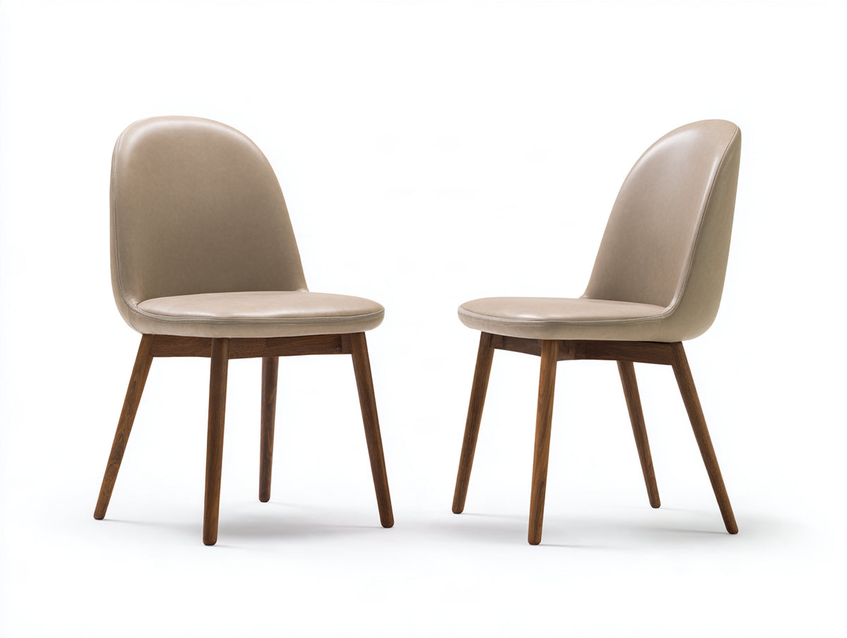 Esszimmerstühle gepolstert 51x57x86 cm - Beige-Holz - abgerundete Rückenlehne für Esszimmer