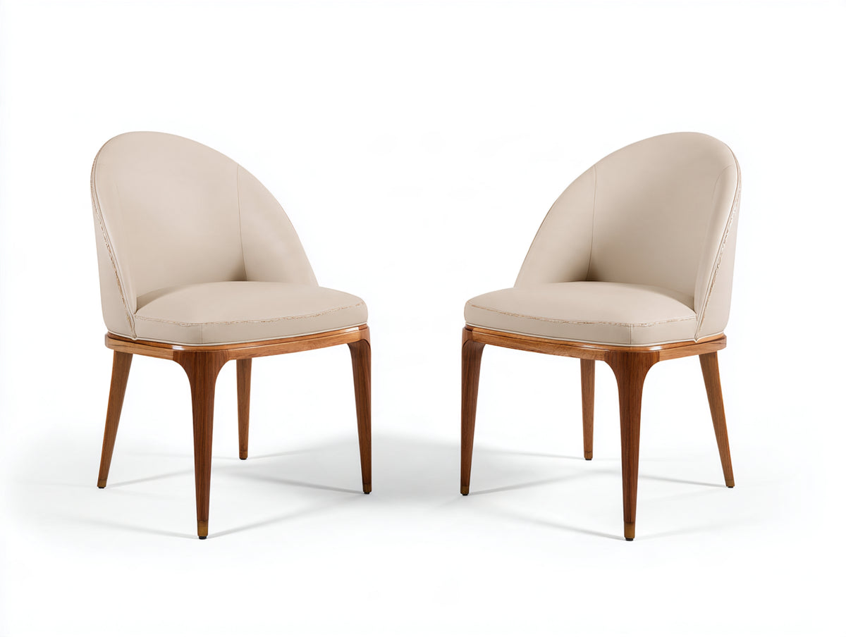 Esszimmerstühle Kunstleder gepolstert 55x58x82 cm - Beige-Hellbraun - Holzgestell elegantes Design